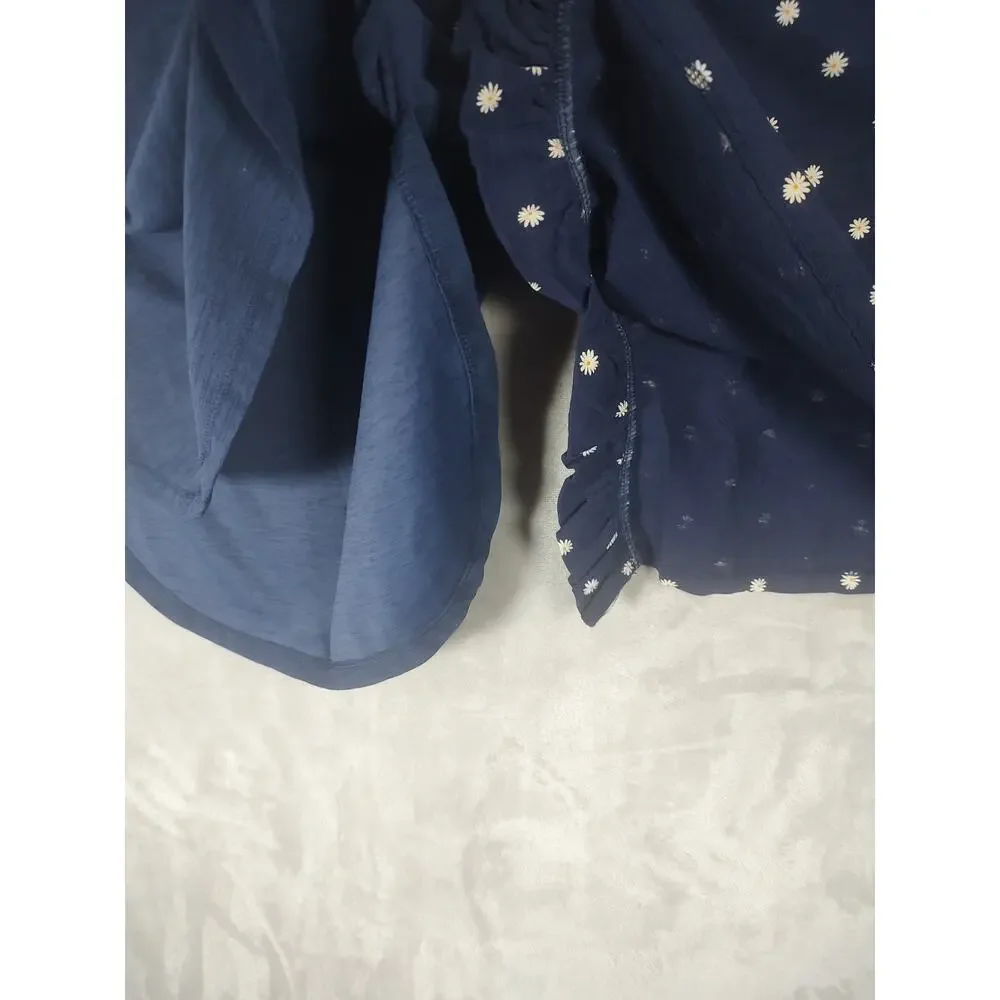 Girls Old Navy Lot of 2 Top Medium (8) Blue & Blue w/ White Flowers 1 NWT 1 Used